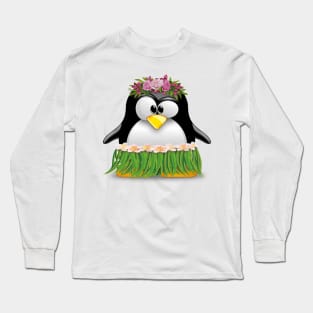 'Hawaiian Cartoon Penguin' Awesome Penguin Summer Gift Long Sleeve T-Shirt